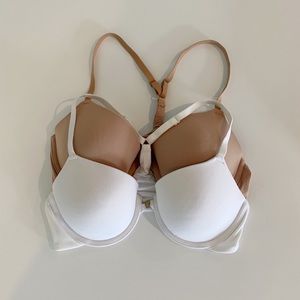 Set of 2 Everyday Racerback Demi Bras White/Nude